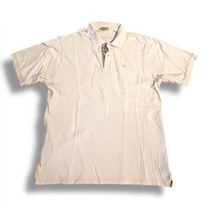 Burberry London Cream Short Sleeve Polo Shirt Cotton Designer Mens Size XL
